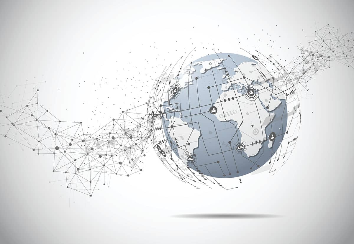 Global business network connection. World map point and line composition concept of global business